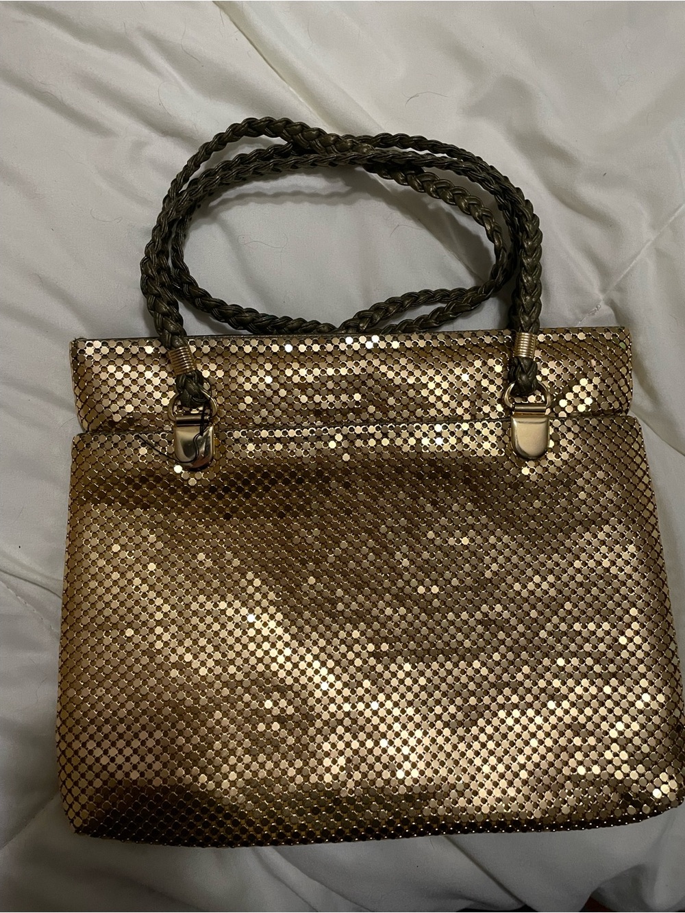 Y&S Handbags Metallic Gold Sequin Shoulder Tote